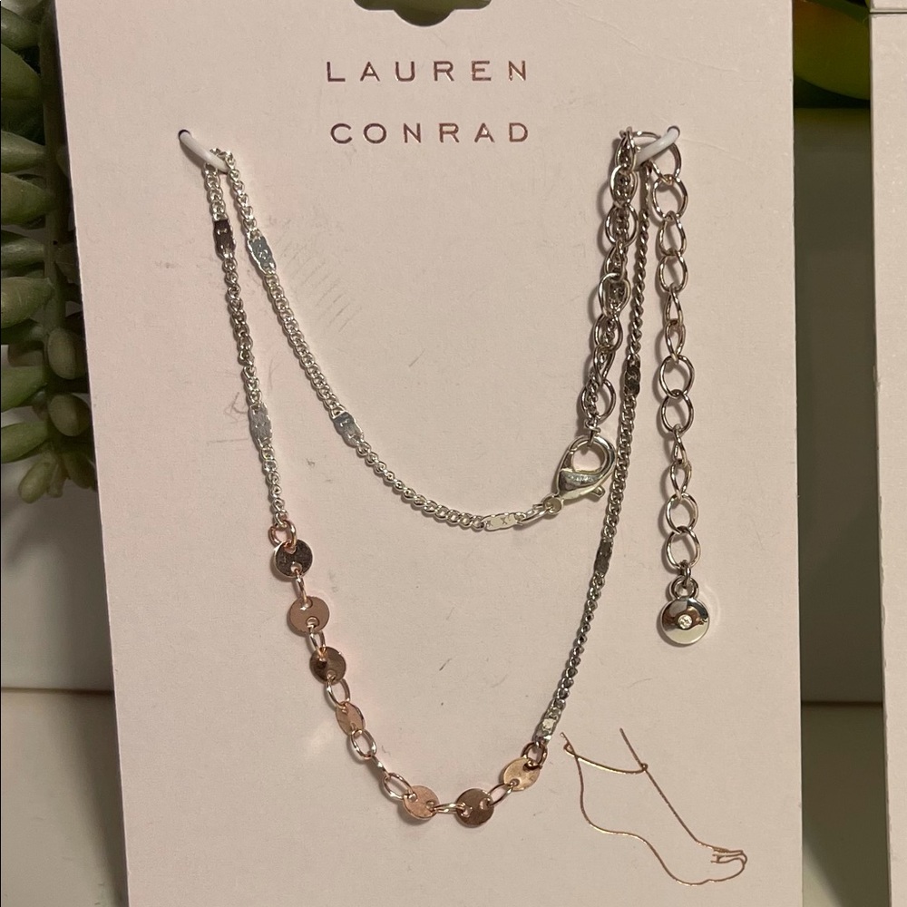 Lauren Conrad Anklet Silver and Rose Gold